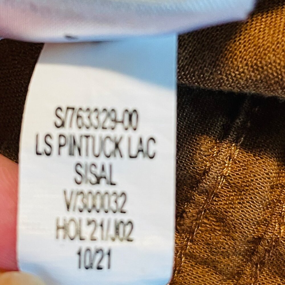 Old Navy Women's XS Long Sleeve Pintuck Lace Dress Sisal Brown - Picture 3 of 9